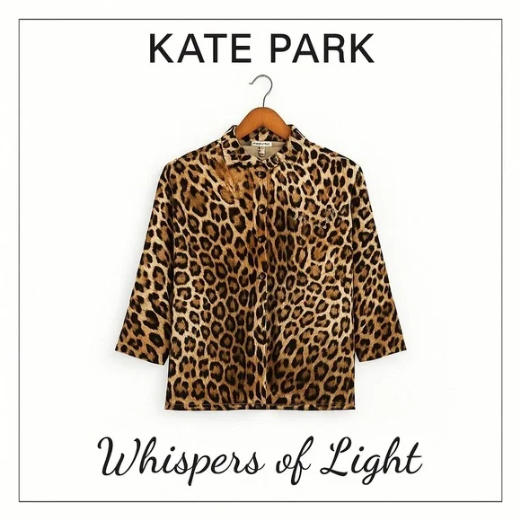 🧡 Kate Park Leopard Button-Up Top – Size Small - Picture 5 of 11